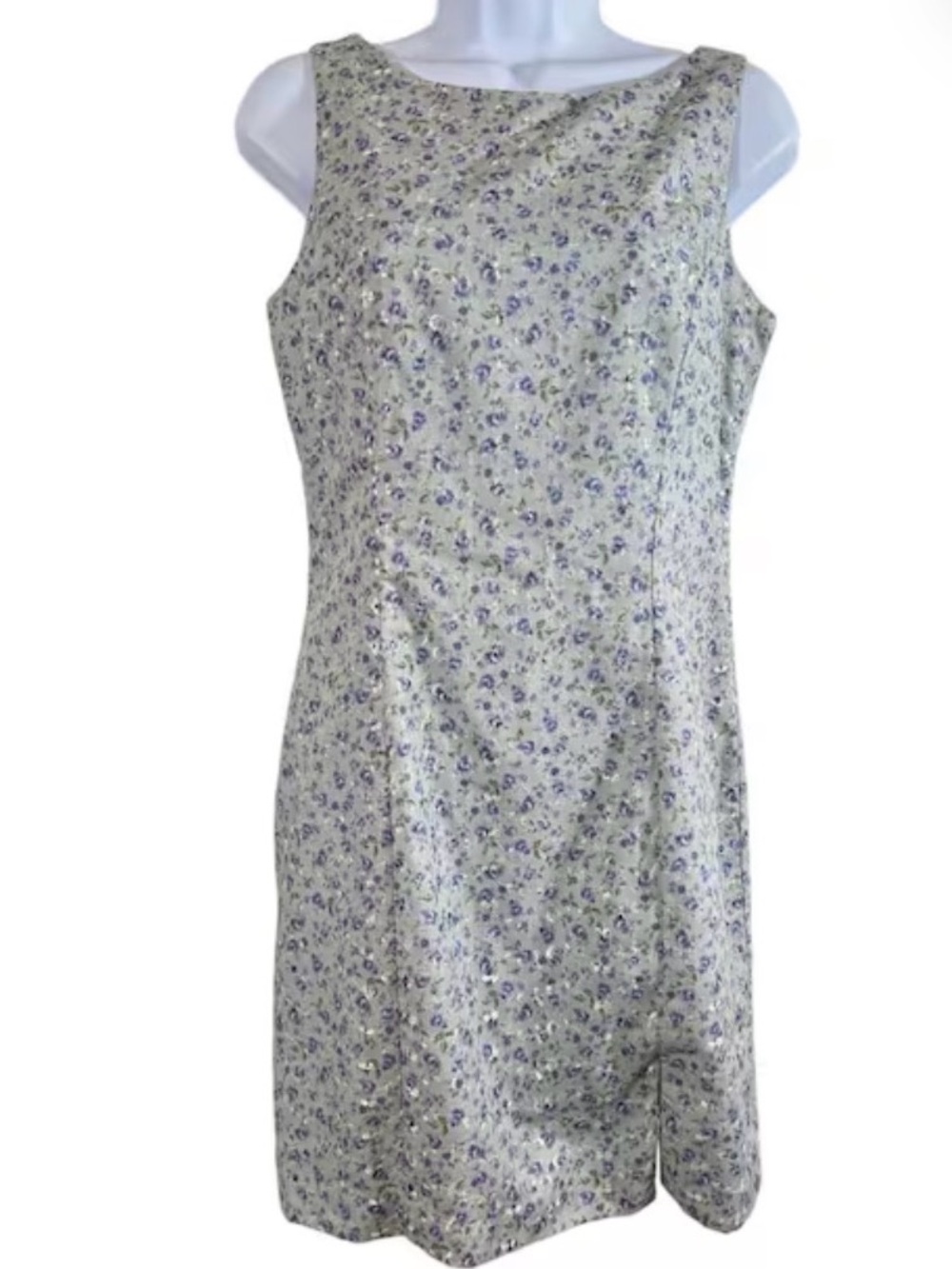 Alyn Paige Sleeveless Midi Dress with Blue Embroidered Floral Print sz 7/8